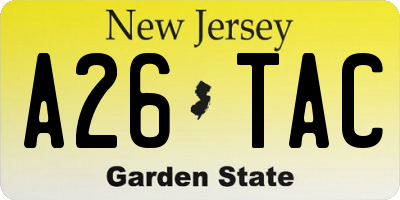 NJ license plate A26TAC
