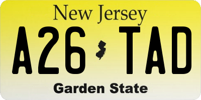 NJ license plate A26TAD