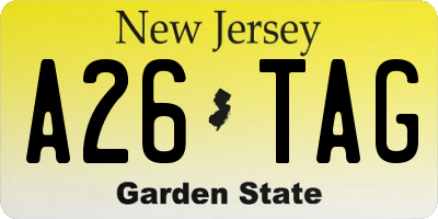 NJ license plate A26TAG