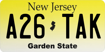 NJ license plate A26TAK
