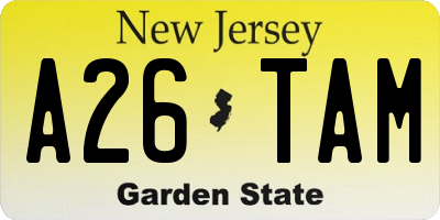 NJ license plate A26TAM