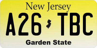 NJ license plate A26TBC