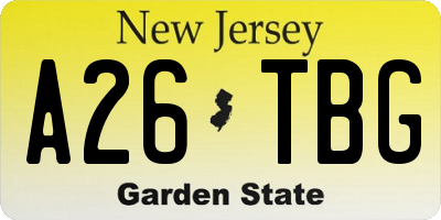 NJ license plate A26TBG