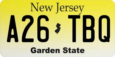 NJ license plate A26TBQ