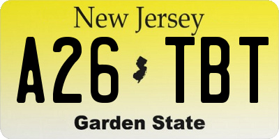 NJ license plate A26TBT