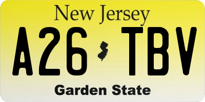 NJ license plate A26TBV