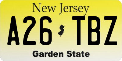 NJ license plate A26TBZ