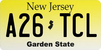 NJ license plate A26TCL