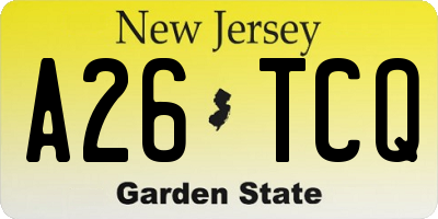 NJ license plate A26TCQ