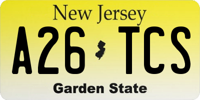 NJ license plate A26TCS