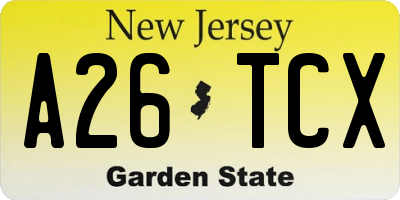 NJ license plate A26TCX
