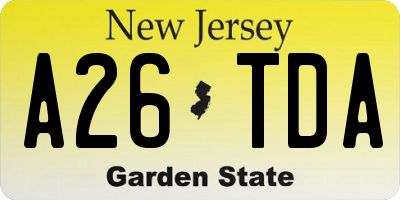 NJ license plate A26TDA