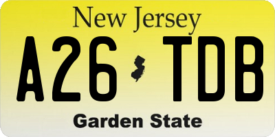 NJ license plate A26TDB