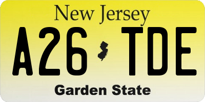 NJ license plate A26TDE