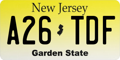 NJ license plate A26TDF