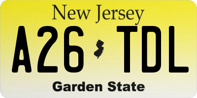 NJ license plate A26TDL