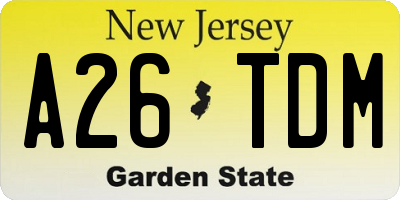 NJ license plate A26TDM