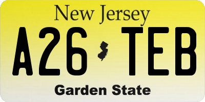 NJ license plate A26TEB