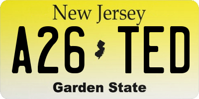 NJ license plate A26TED