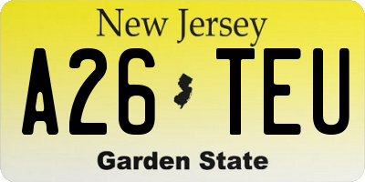 NJ license plate A26TEU