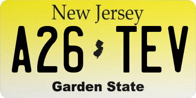 NJ license plate A26TEV