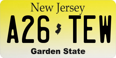 NJ license plate A26TEW