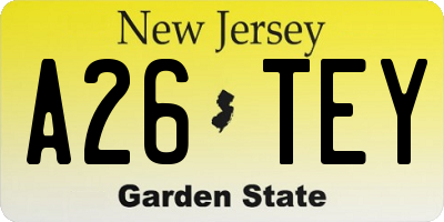 NJ license plate A26TEY