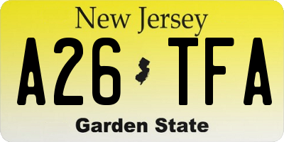 NJ license plate A26TFA