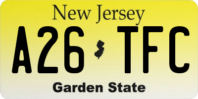 NJ license plate A26TFC