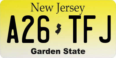 NJ license plate A26TFJ