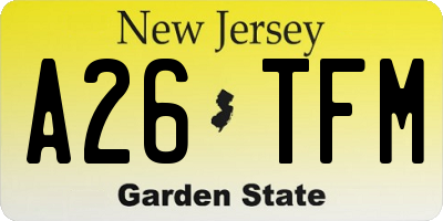 NJ license plate A26TFM