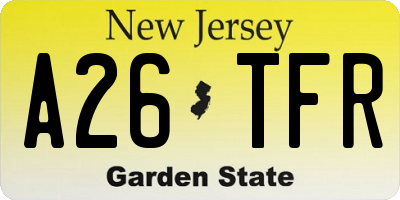 NJ license plate A26TFR
