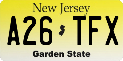 NJ license plate A26TFX