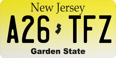 NJ license plate A26TFZ