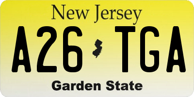 NJ license plate A26TGA
