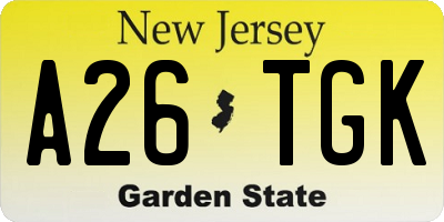 NJ license plate A26TGK
