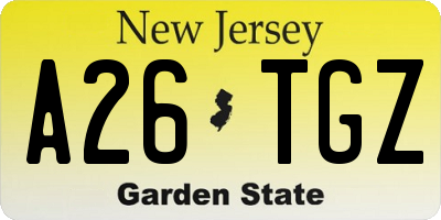 NJ license plate A26TGZ