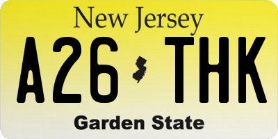 NJ license plate A26THK