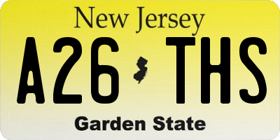 NJ license plate A26THS