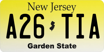 NJ license plate A26TIA