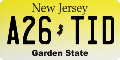NJ license plate A26TID