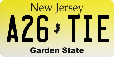 NJ license plate A26TIE