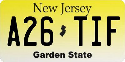 NJ license plate A26TIF