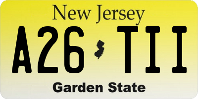 NJ license plate A26TII