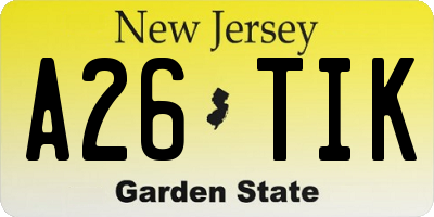 NJ license plate A26TIK
