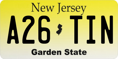 NJ license plate A26TIN