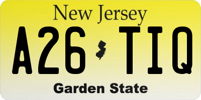 NJ license plate A26TIQ