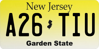 NJ license plate A26TIU