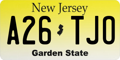 NJ license plate A26TJO