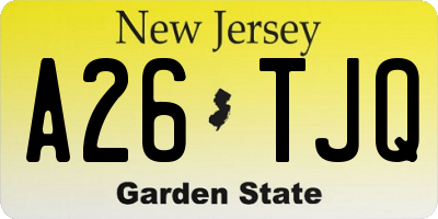 NJ license plate A26TJQ
